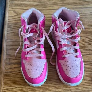 Nike Jordan Kids Pink and White High-Top Sneakers